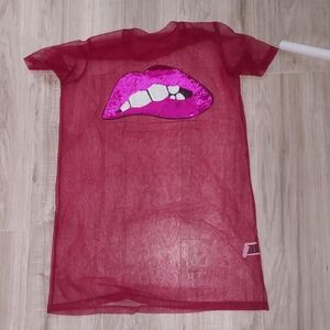 Stylish Pink Sequin Lip Dress